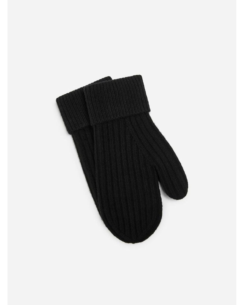 ARKET Black Ribbed Wool Mittens