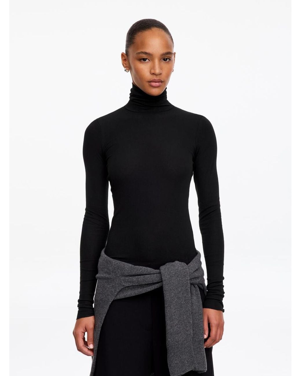 ARKET Black Roll-Neck Cotton Top