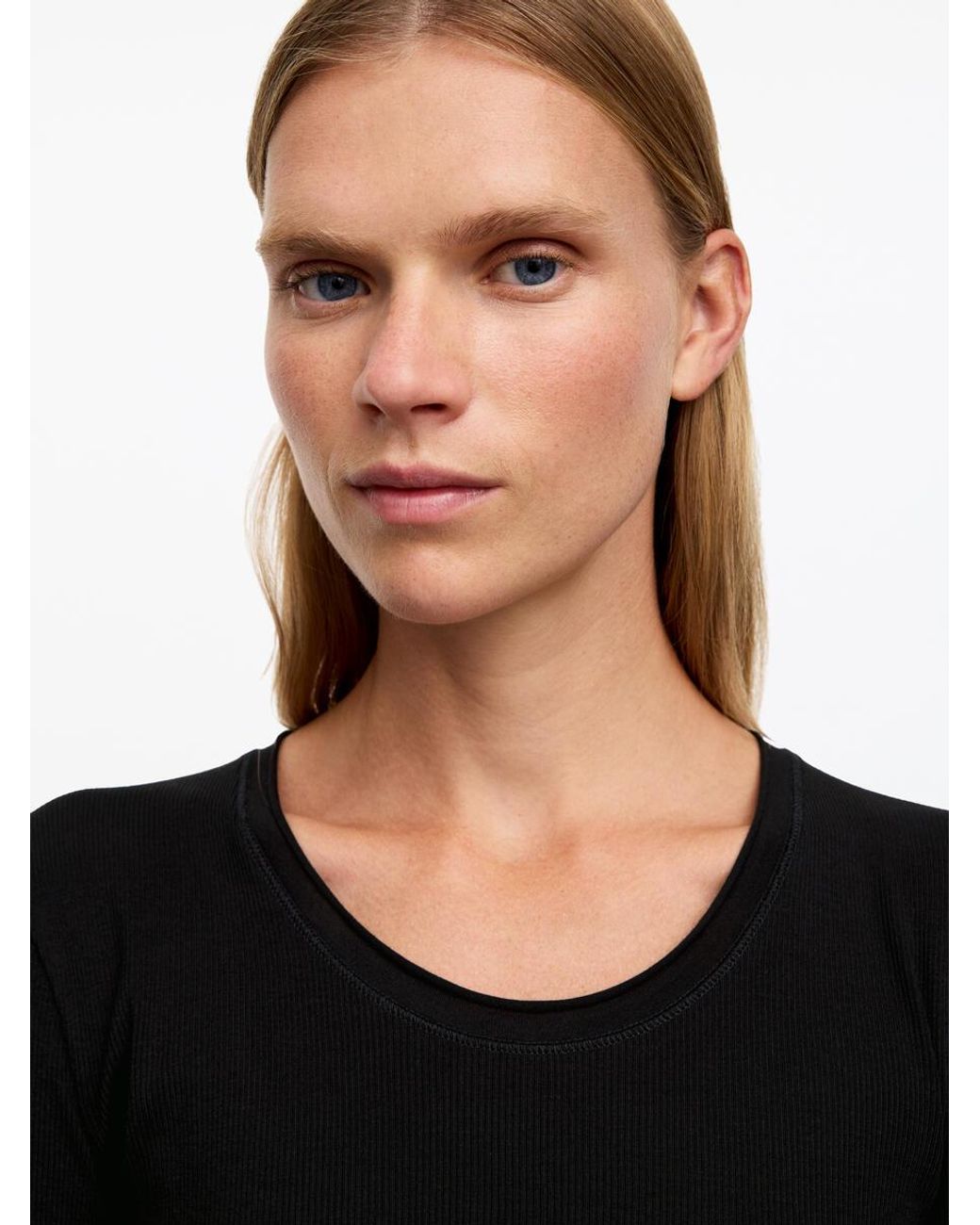 ARKET Black Rib Cotton Top