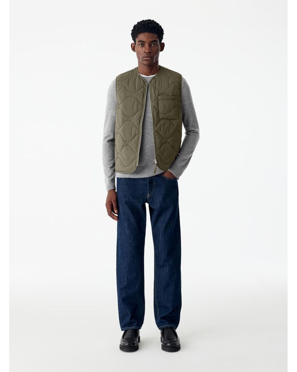 ARKET Green Quilted Liner Vest for men