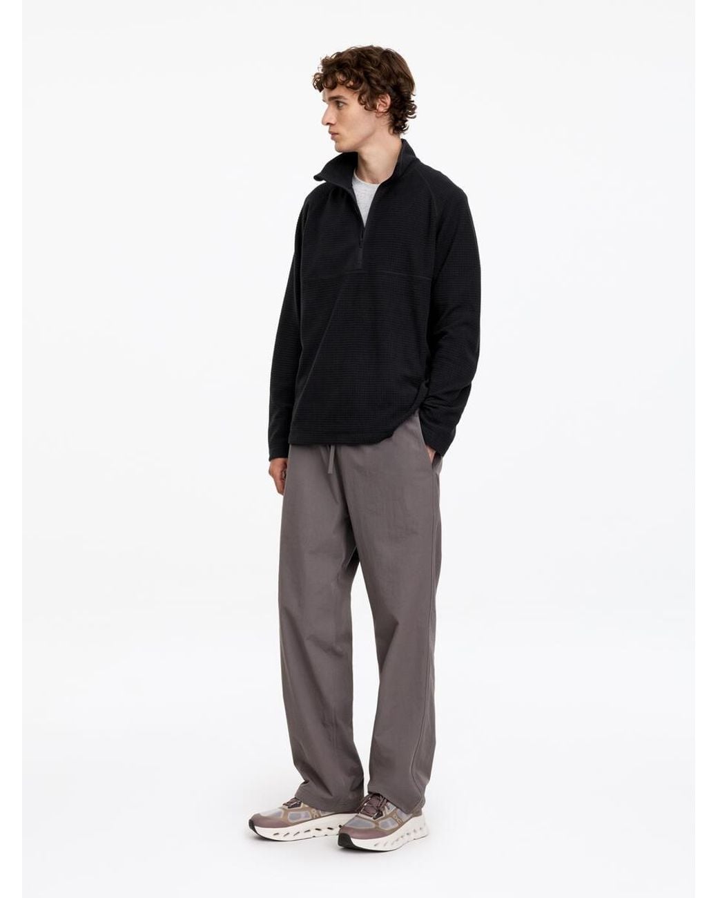 ARKET Black Active Structured Half-Zip Jumper for men