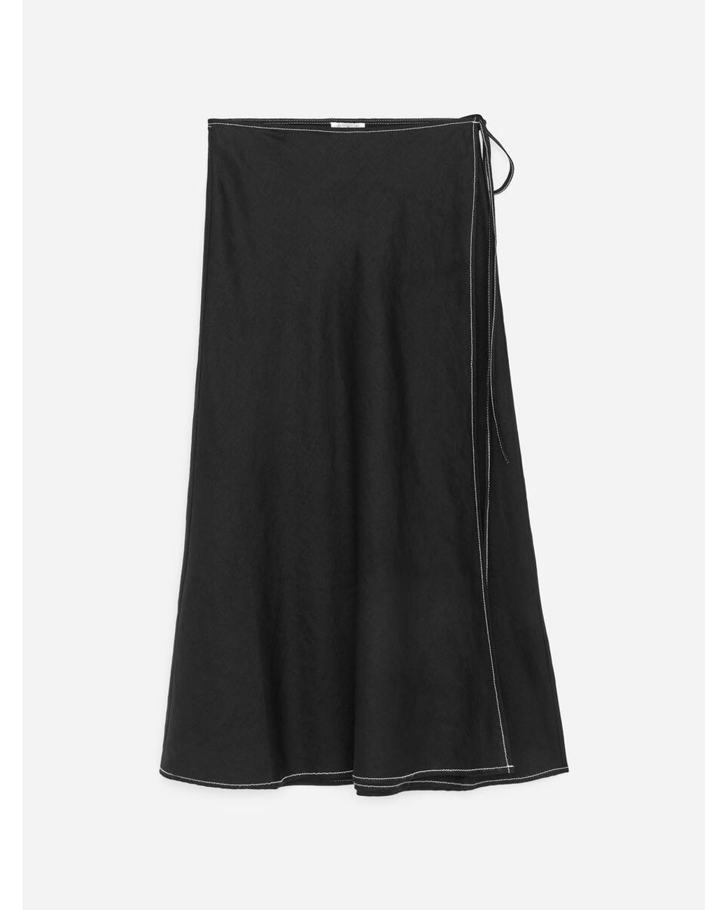 ARKET Black Linen Wrap Skirt