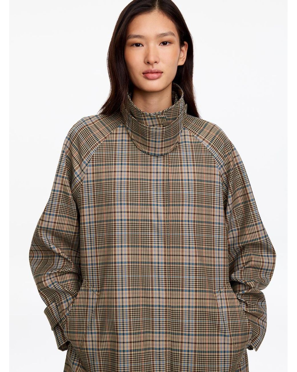 ARKET Natural Checked Car Coat