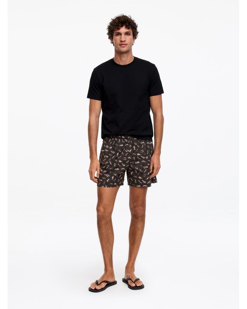 ARKET Black Allover-Printed Swim Shorts for men
