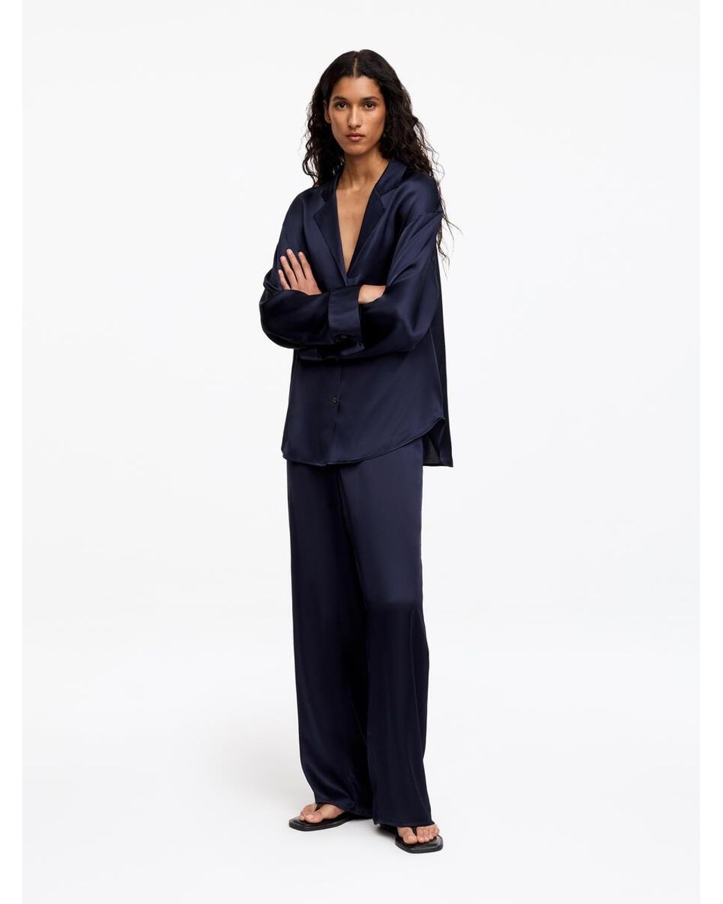 ARKET Blue Silk Satin Shirt