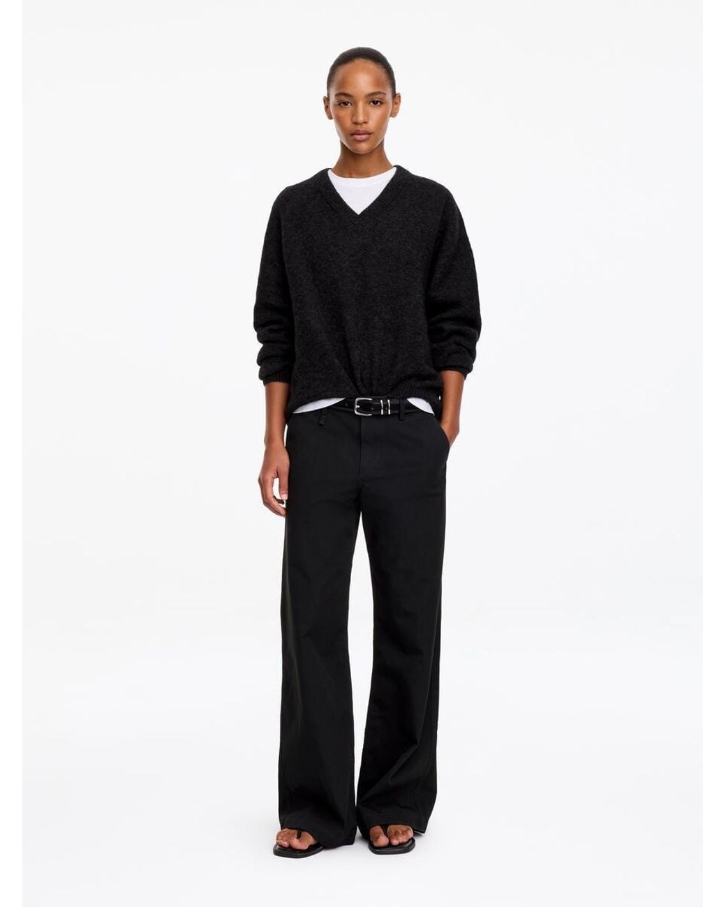 ARKET Black Cotton Chino Trousers