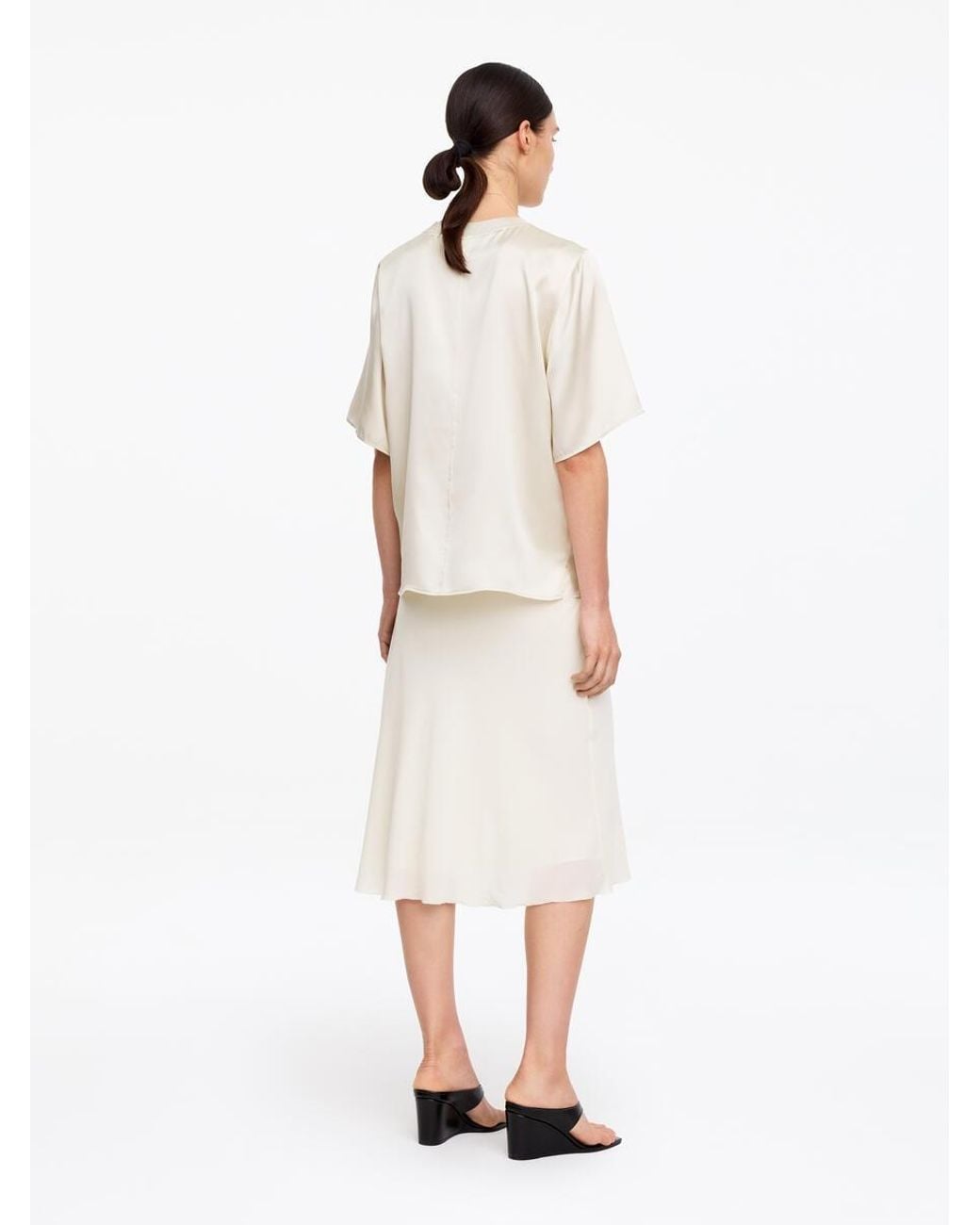 ARKET White Silk Satin T-Shirt