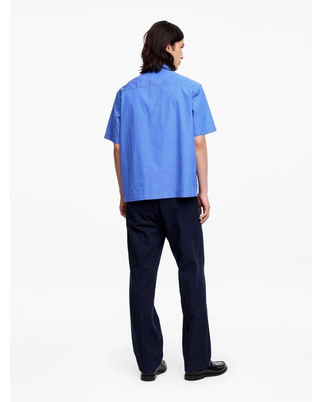 ARKET Blue Short-Sleeve Poplin Shirt for men