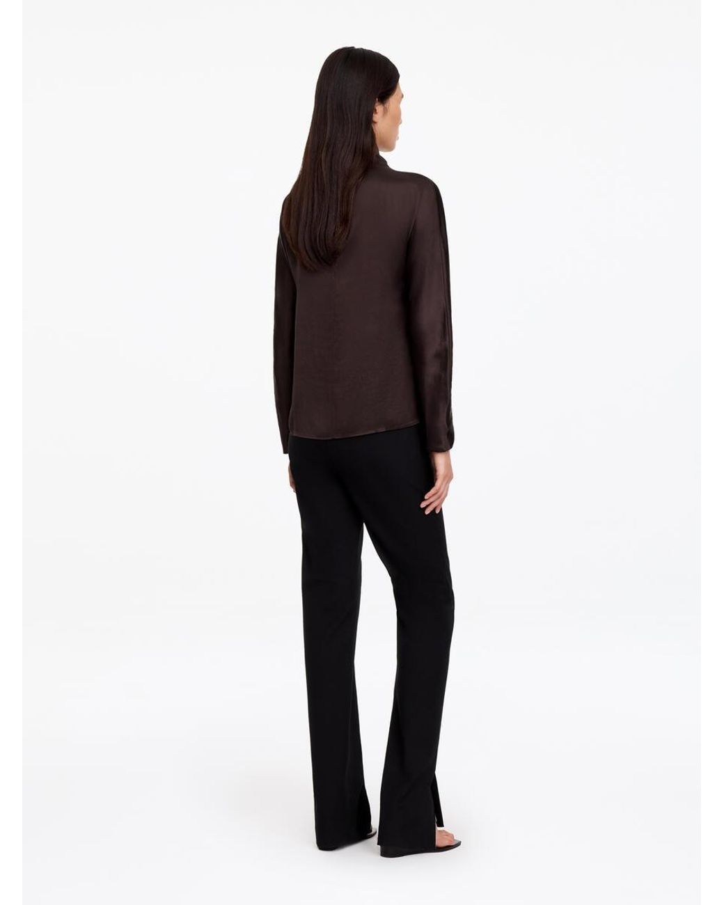 ARKET Brown Mock-Neck Satin Top