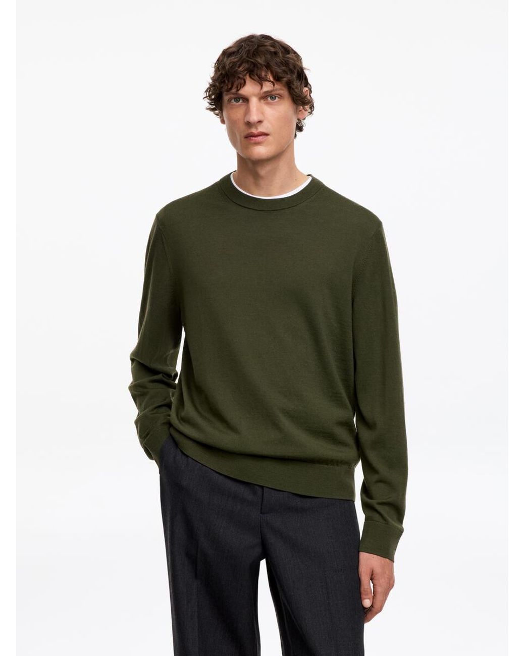 ARKET Green Fine Knit Merino Jumper for men