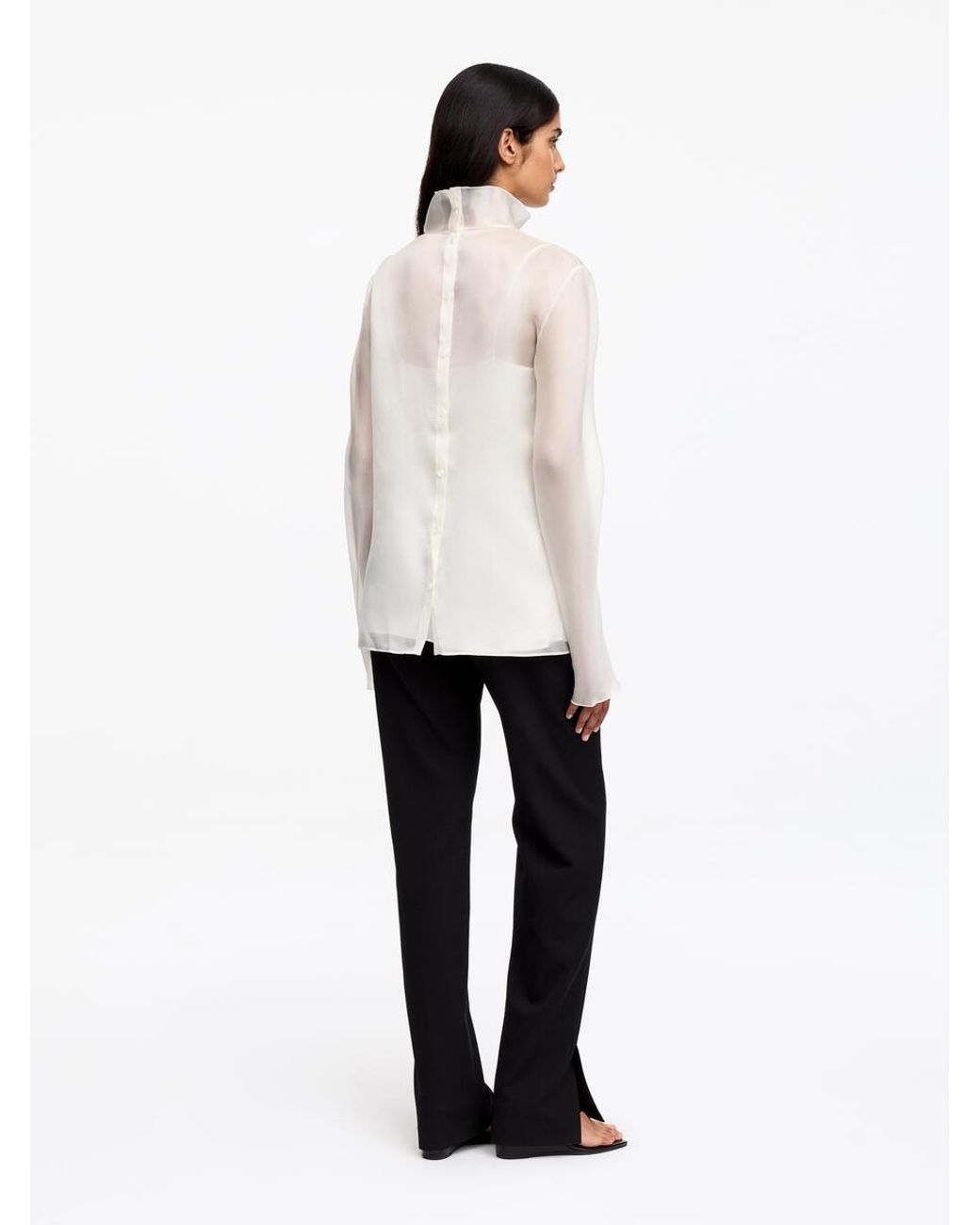 ARKET White Silk Organza Blouse