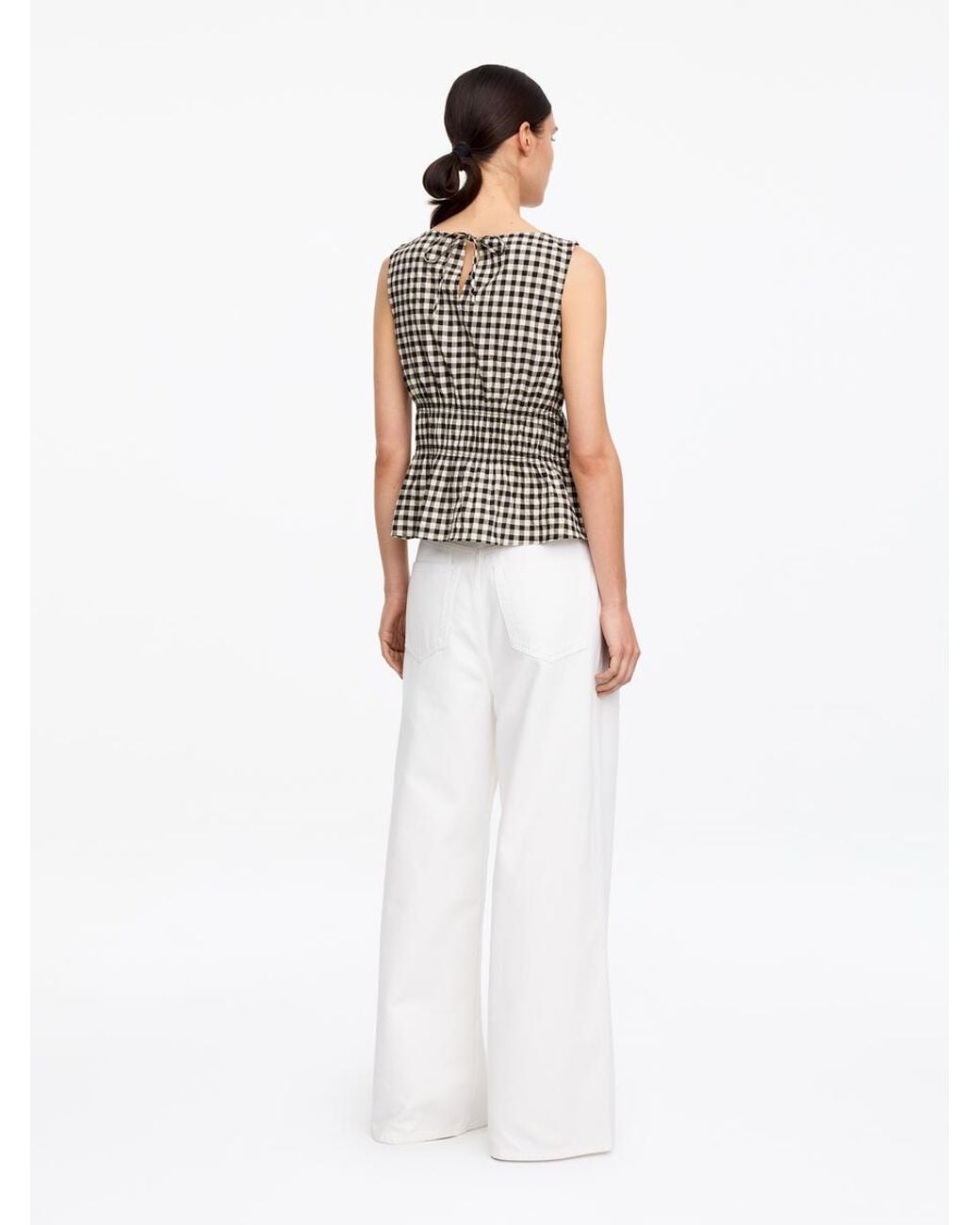 ARKET White Seersucker Smock Top