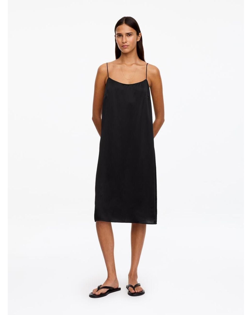 ARKET Black Silk Slip Dress