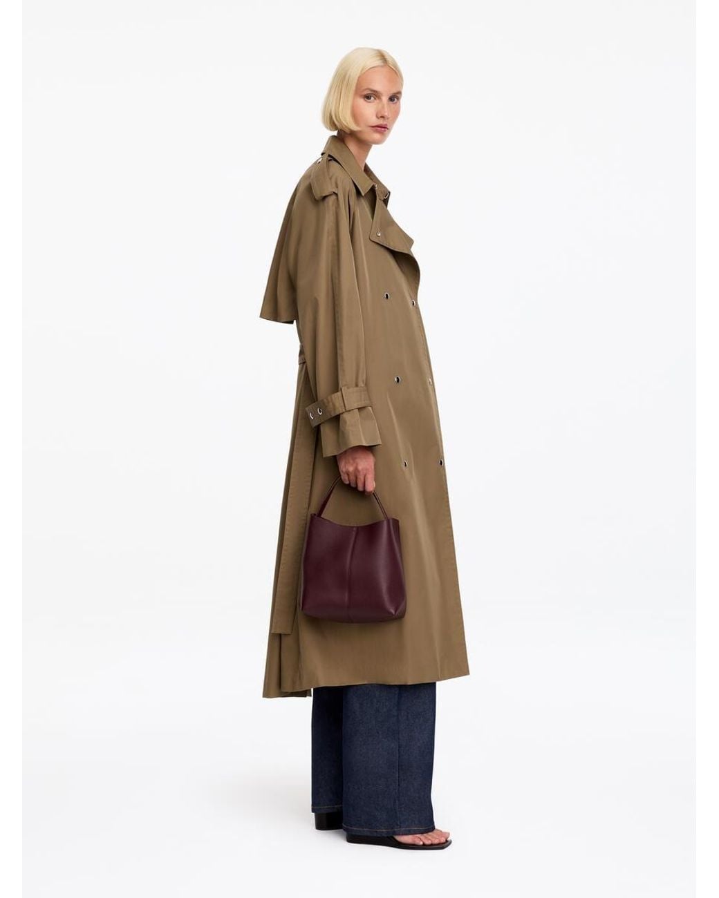 ARKET Brown Small Leather Bucket Bag