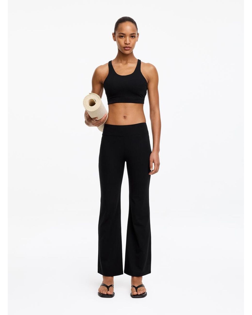 ARKET Black Cropped Flared Leggings