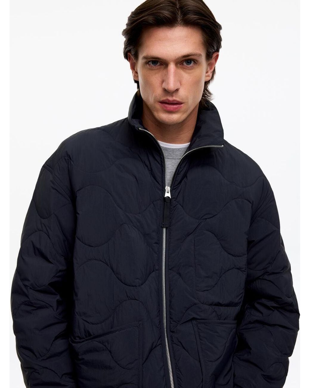ARKET Blue Quilted Down Jacket for men