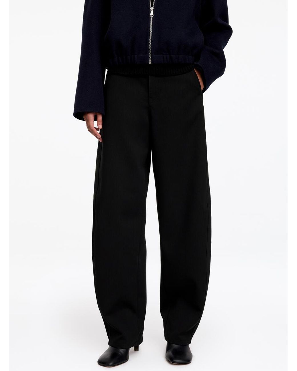 ARKET Blue Barrel-Leg Wool-Blend Trousers