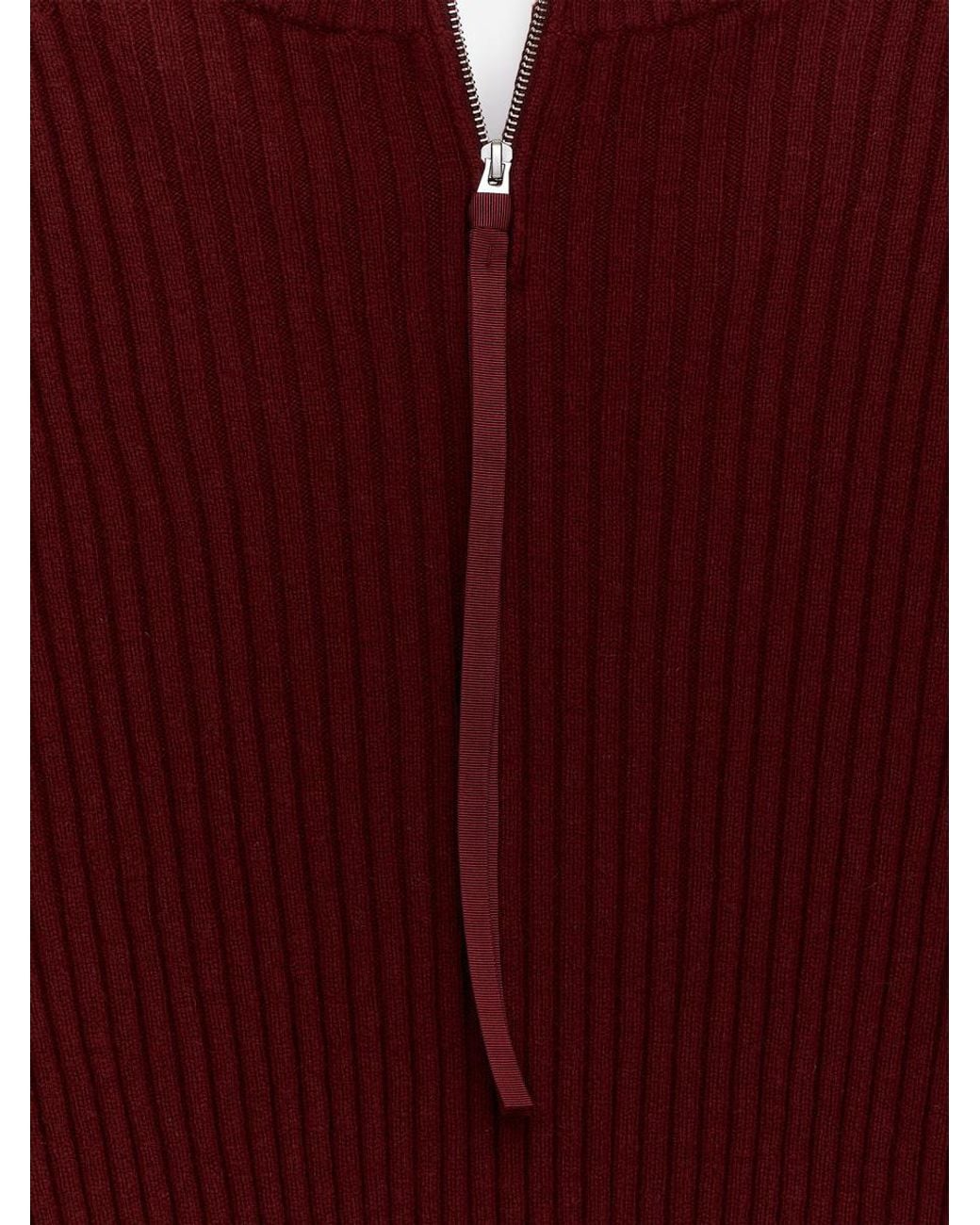 ARKET Red Zip-Detail Wool Jumper