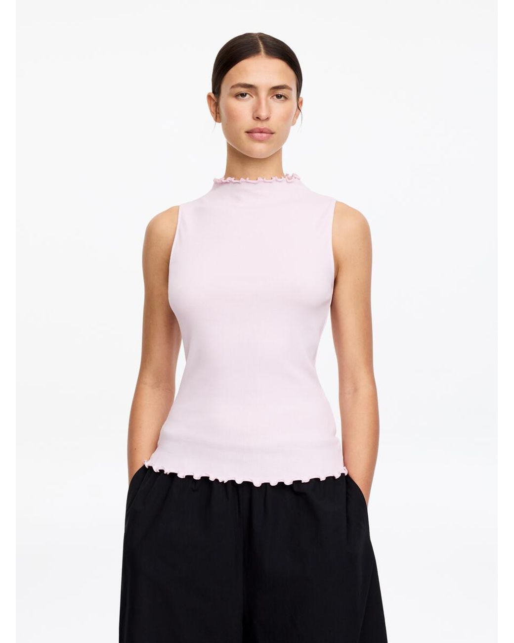 ARKET White Mock-Neck Ribbed Top