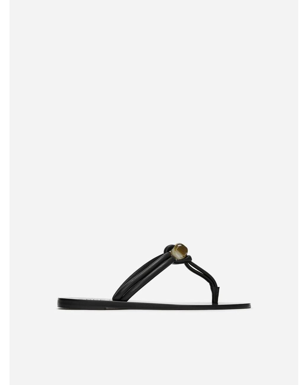 ARKET Brown Beaded Leather Flip Flops