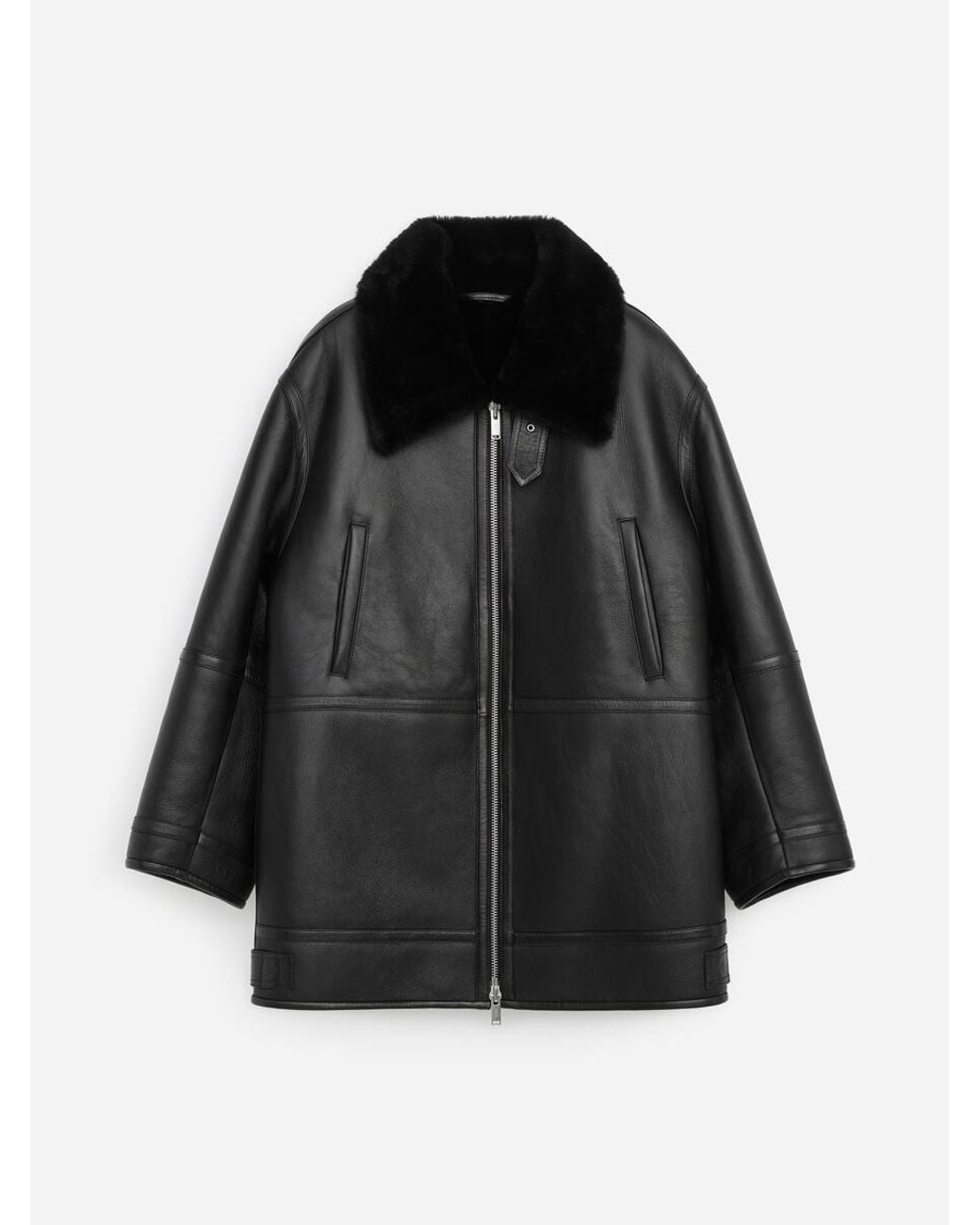 ARKET Black Oversized Shearling Jacket