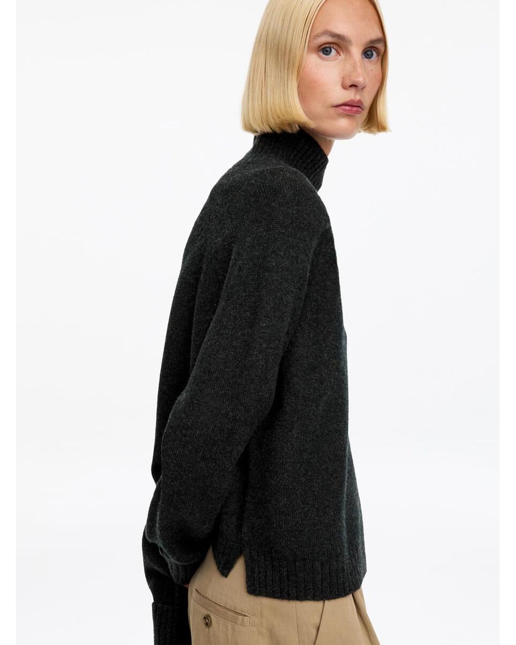 ARKET Black Roll-Neck Wool Jumper