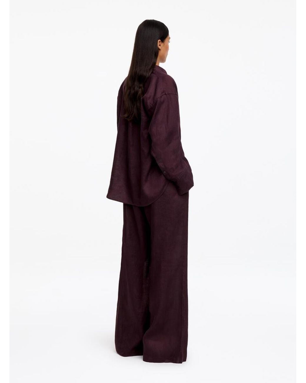 ARKET Purple Wide Linen Trousers