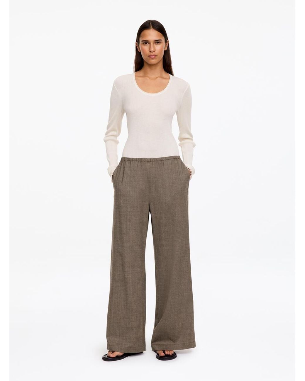 ARKET White Wool-Blend Flannel Trousers
