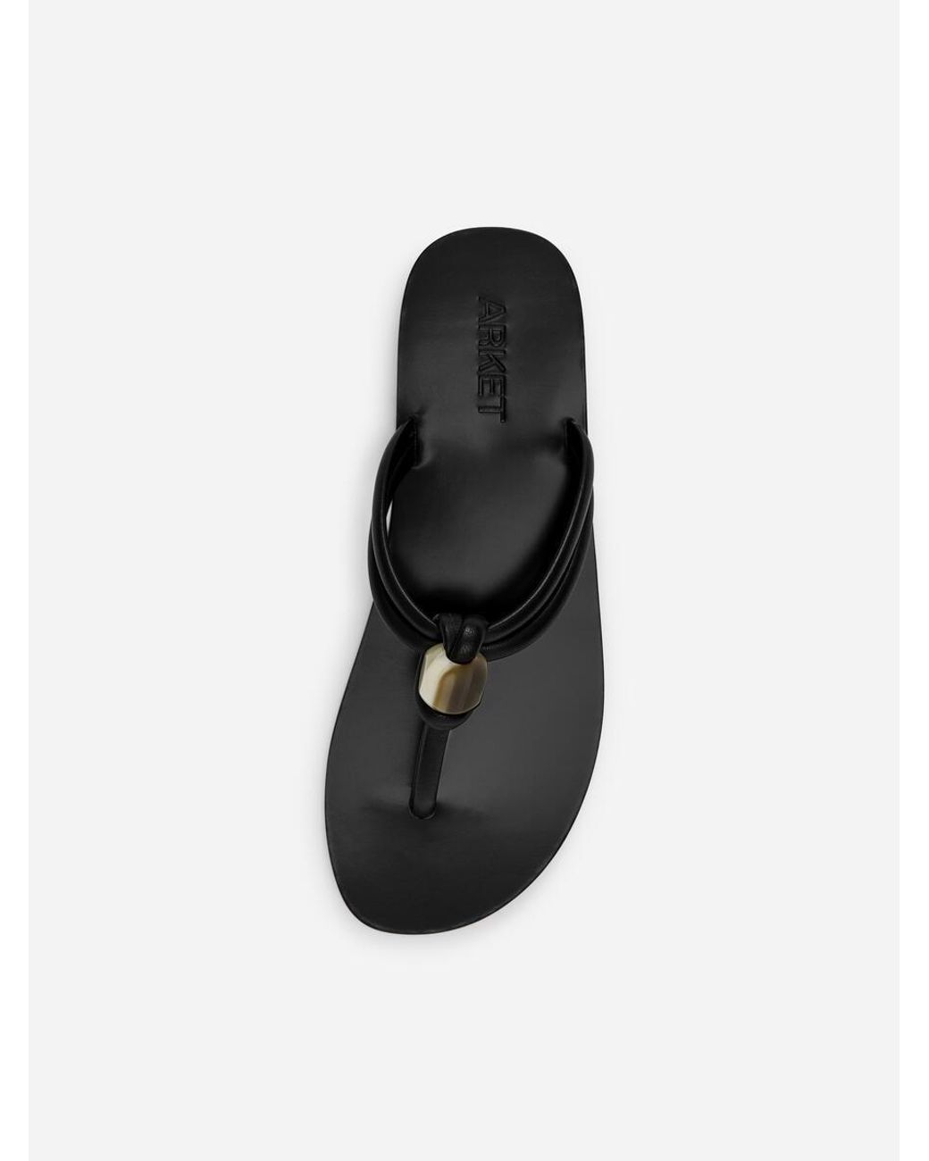 ARKET Brown Beaded Leather Flip Flops