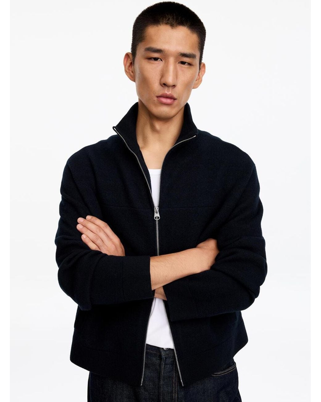 ARKET Blue Wool Zip Cardigan for men