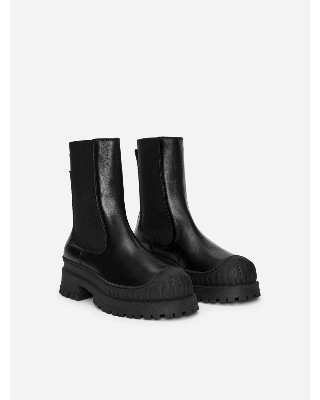 ARKET Black Chunky Leather Ankle Boots