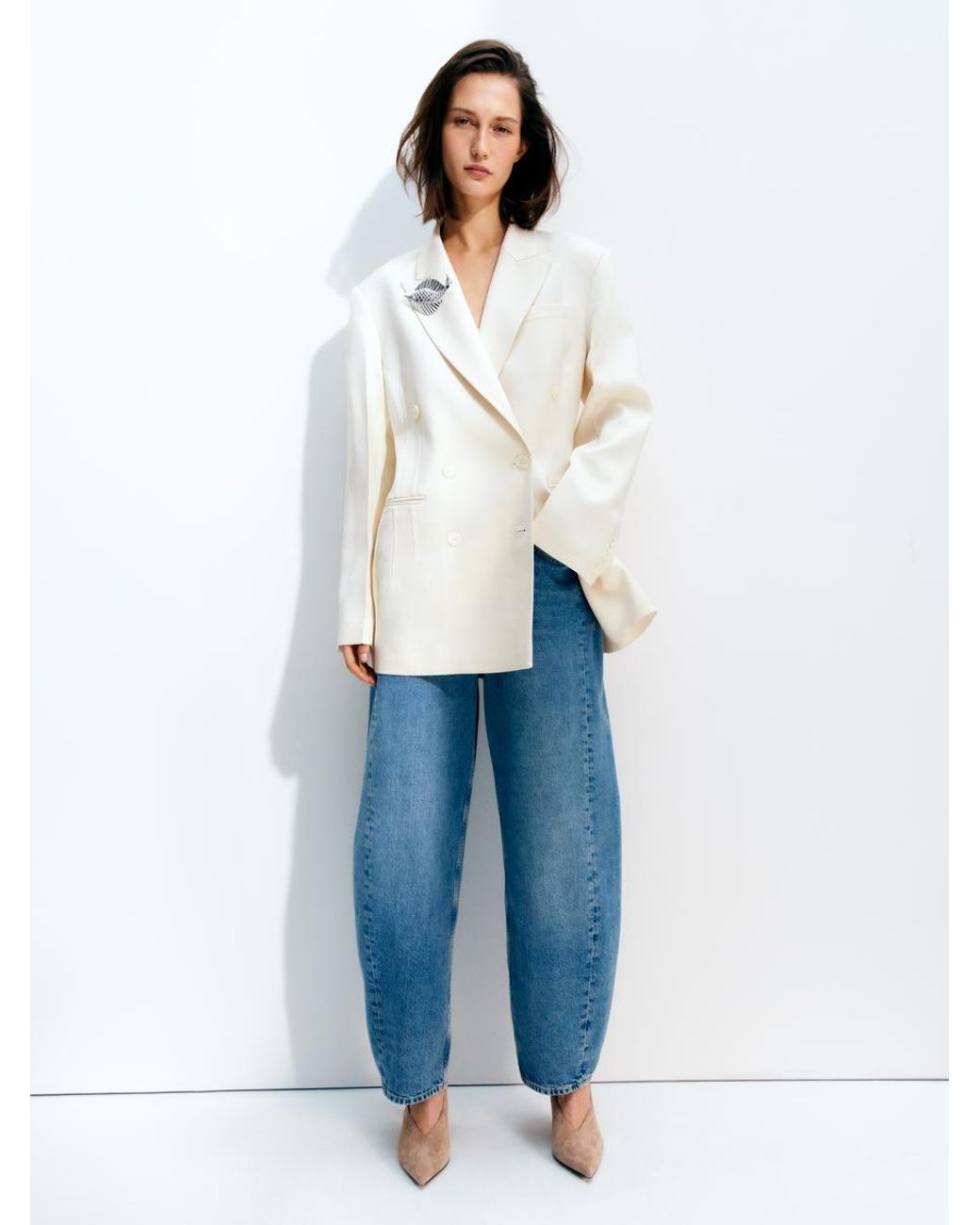 ARKET White Double-Breasted Blazer