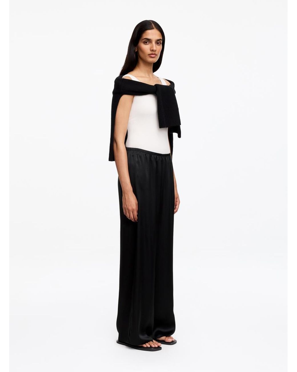 ARKET White Silk Satin Trousers