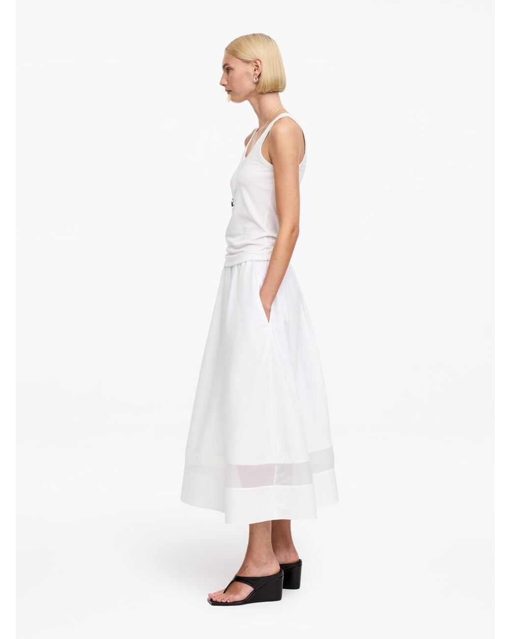 ARKET White Organza Panel Midi Skirt