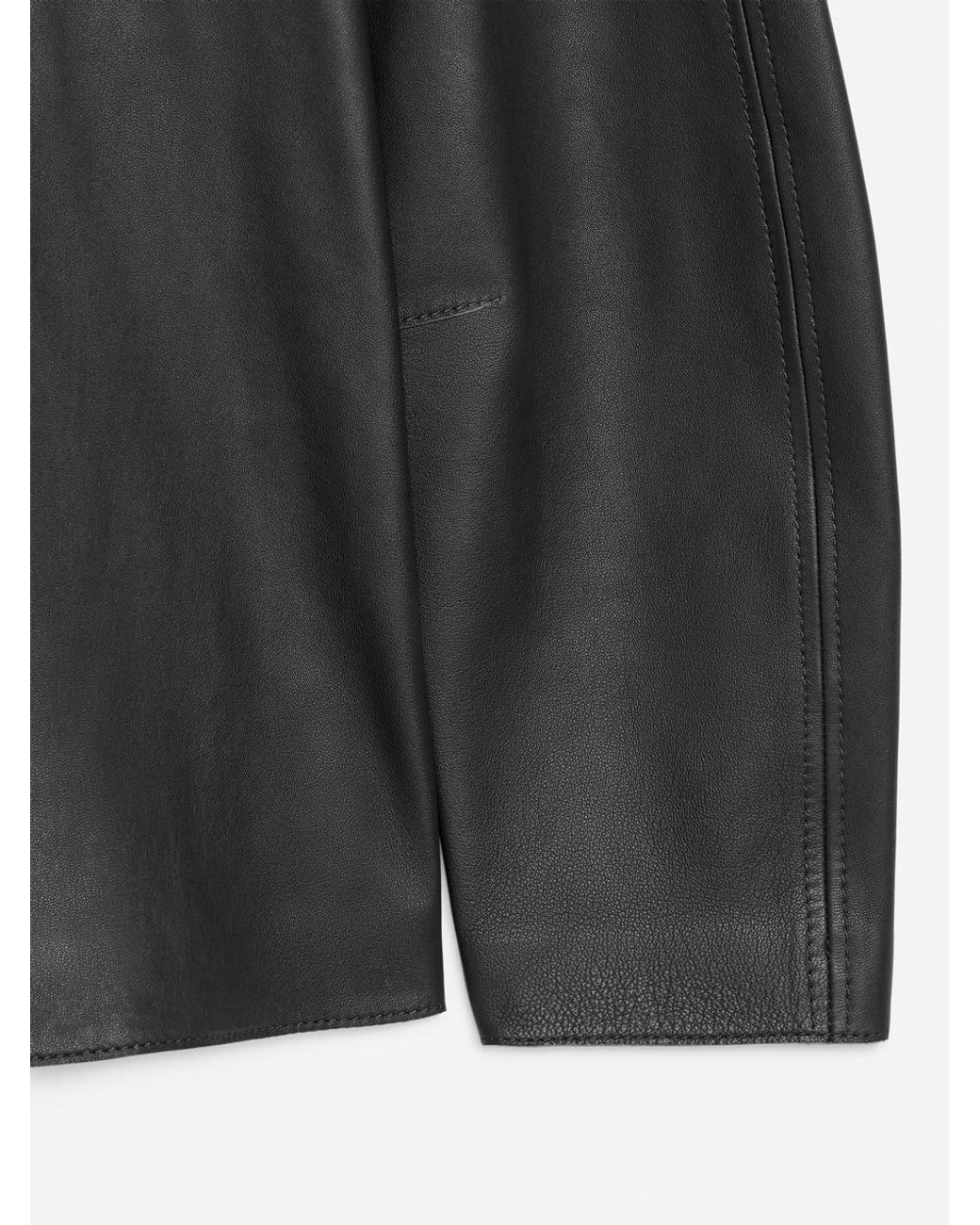 ARKET Gray Scarf-Detail Leather Top