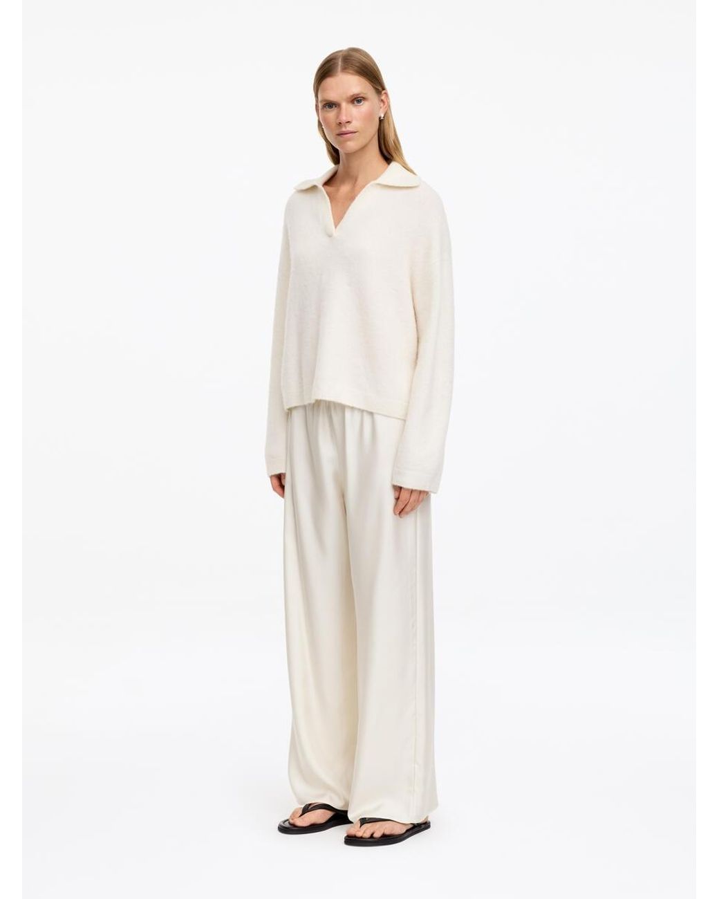 ARKET White Silk Twill Trousers