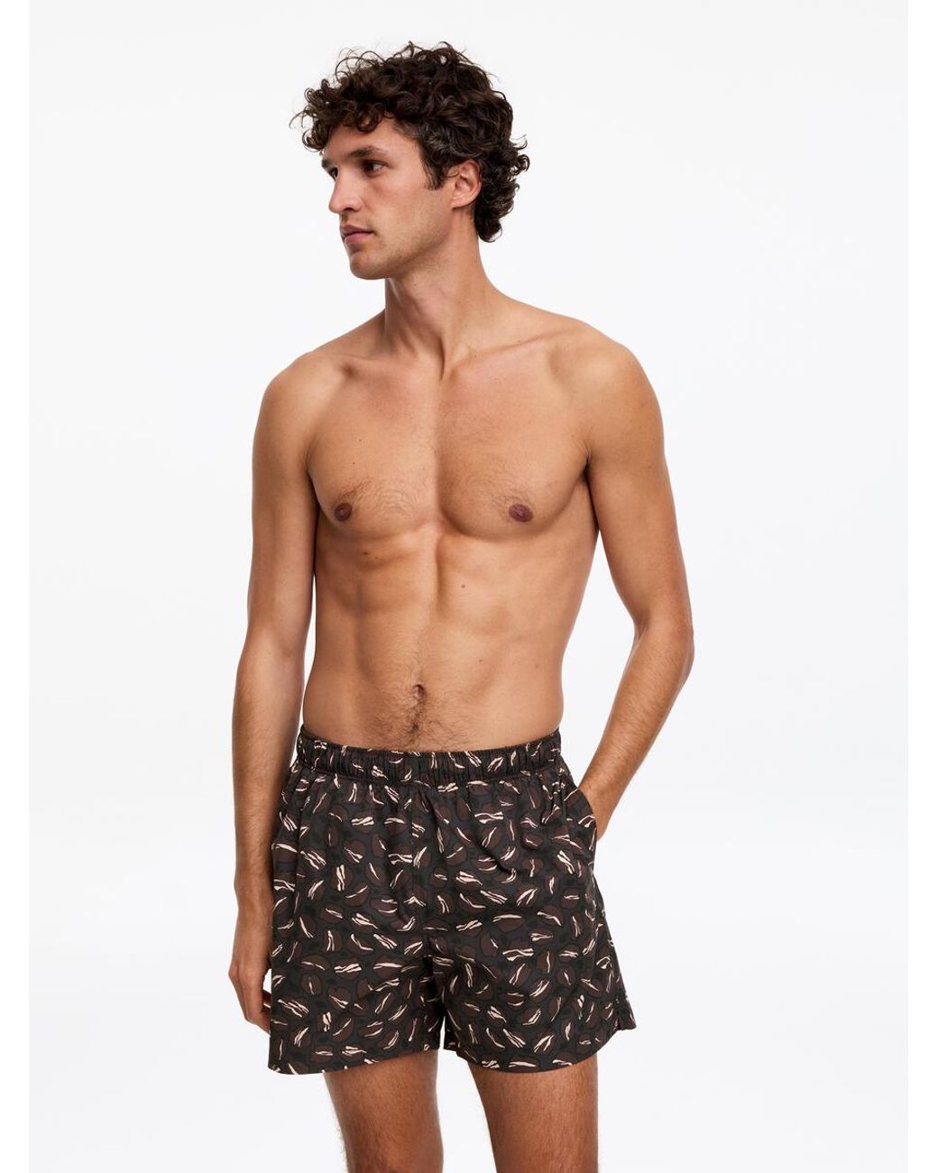ARKET Black Allover-Printed Swim Shorts for men