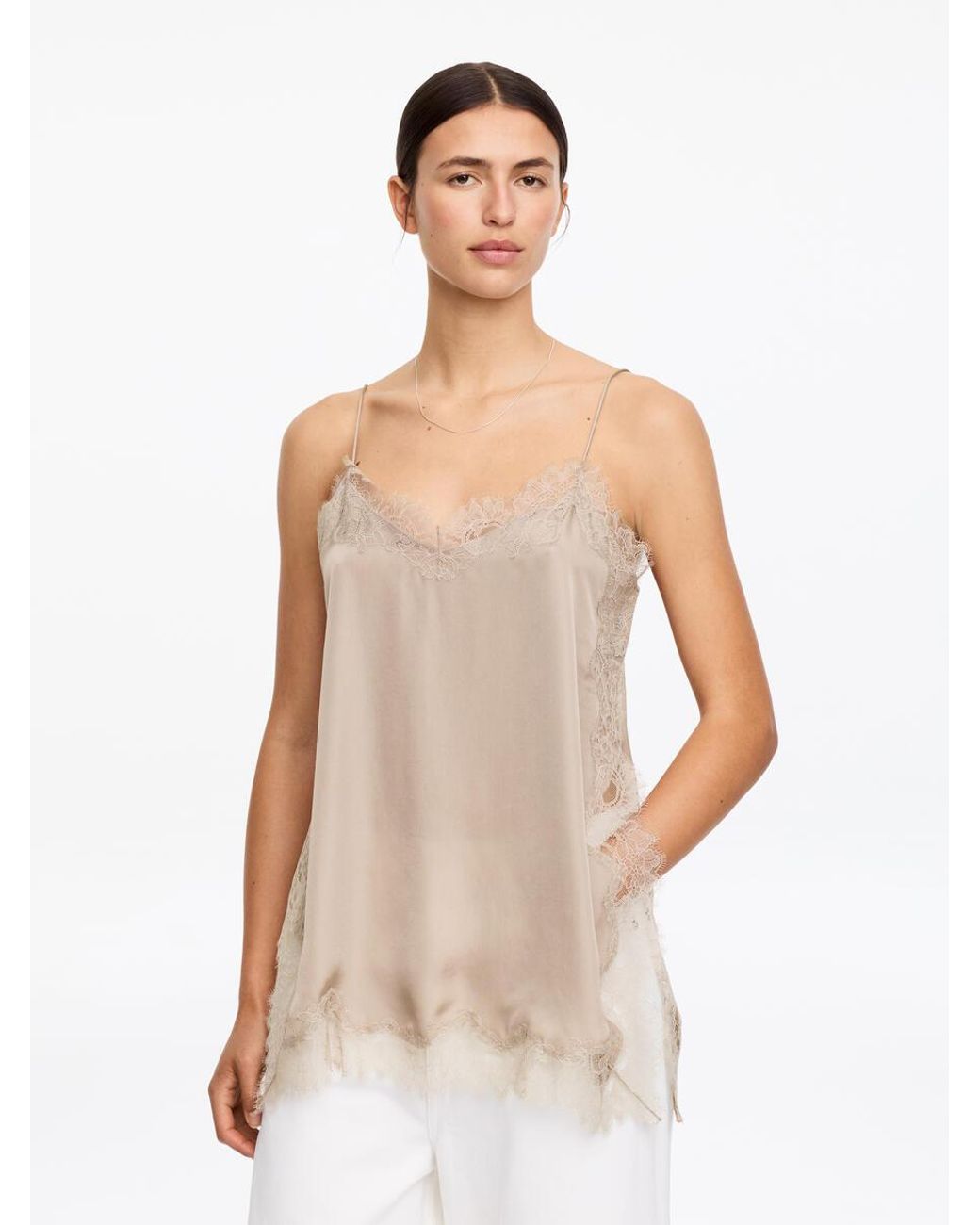 ARKET Natural Lace-Detail Strap Top