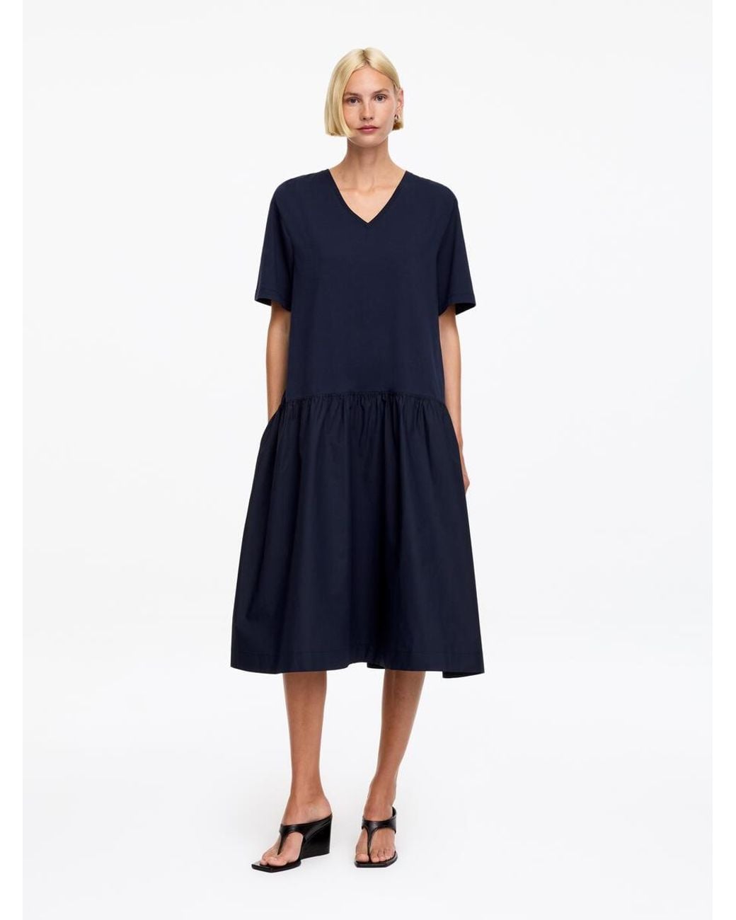 ARKET Blue V-Neck Midi Dress