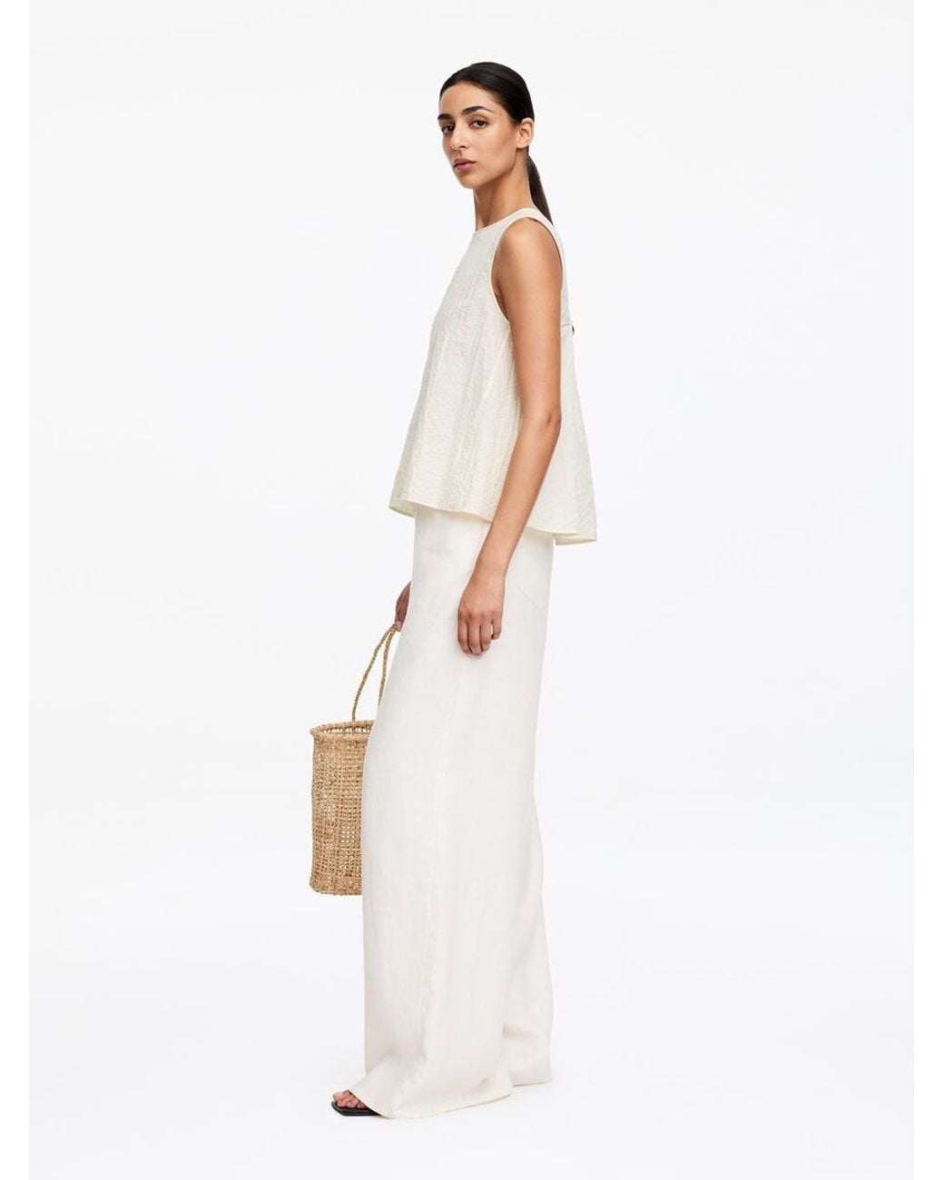 ARKET White Sleeveless Seersucker Top