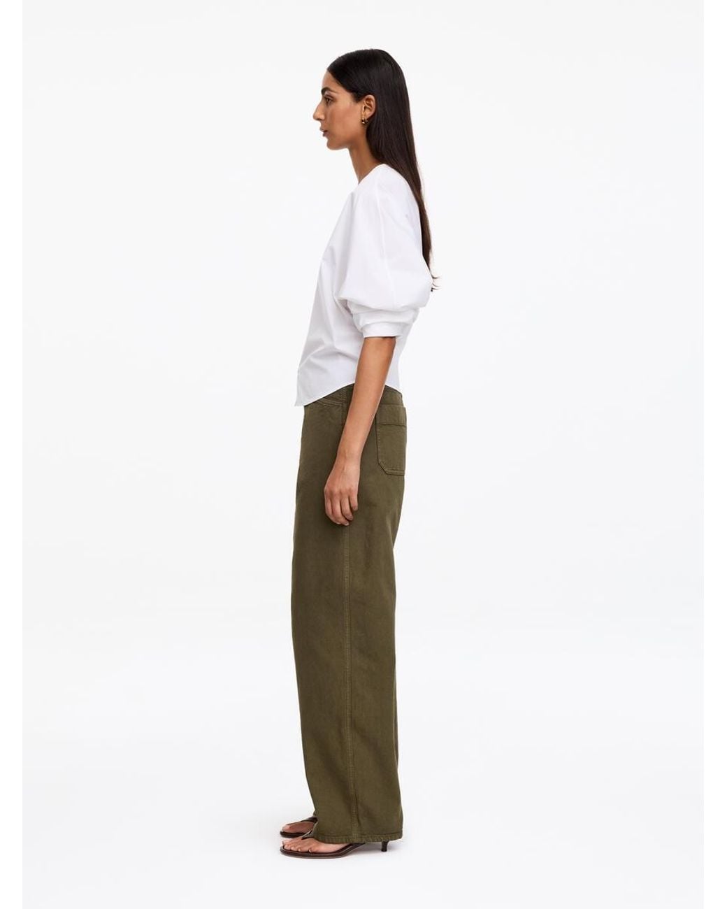 ARKET Green Cotton Canvas Utility Trousers