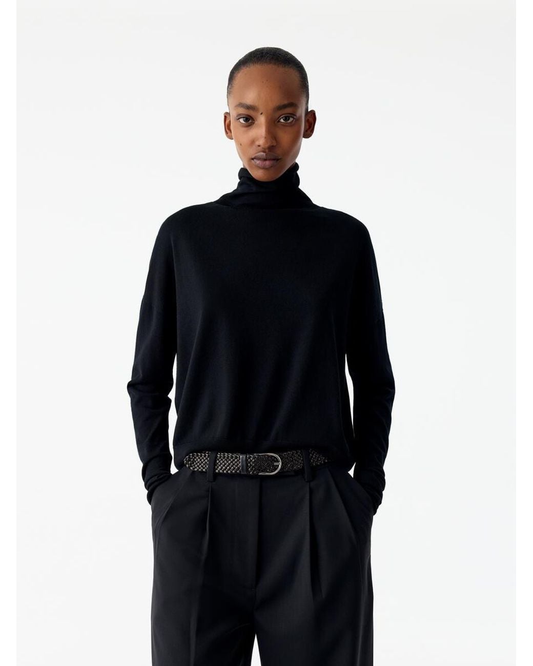 ARKET Black Woven Leather Belt