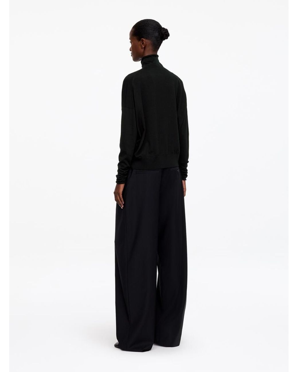 ARKET Black Merino Wool Roll-Neck Jumper