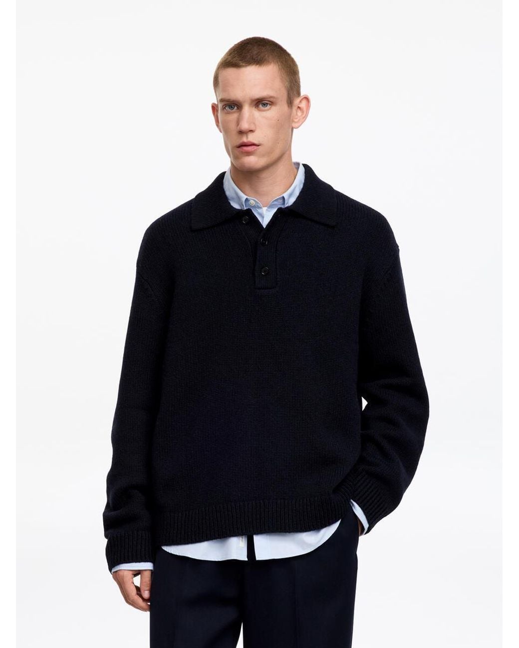 ARKET Blue Wool Polo Jumper for men