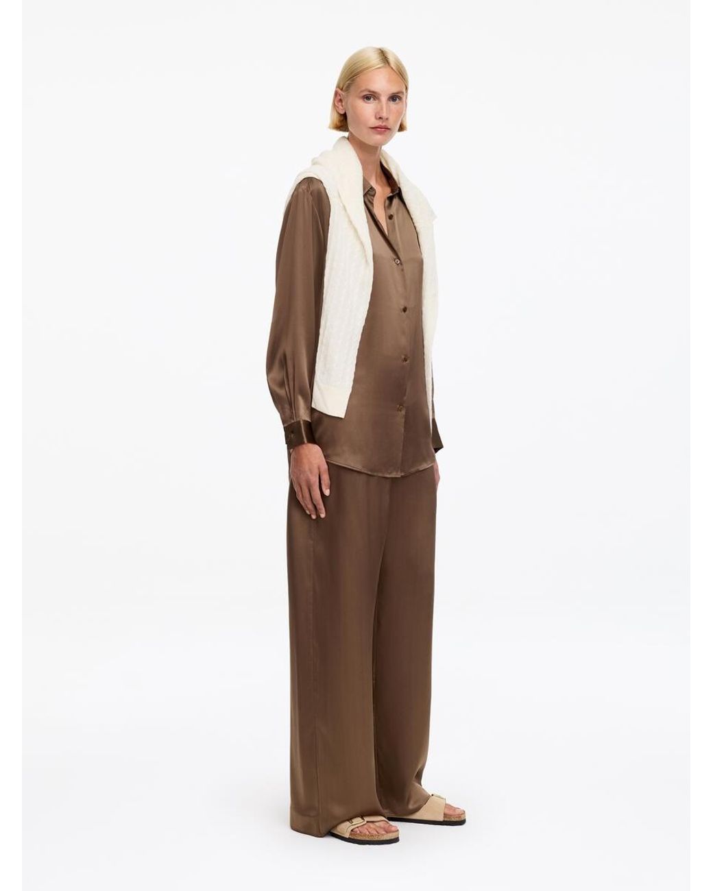 ARKET Brown Silk Satin Trousers