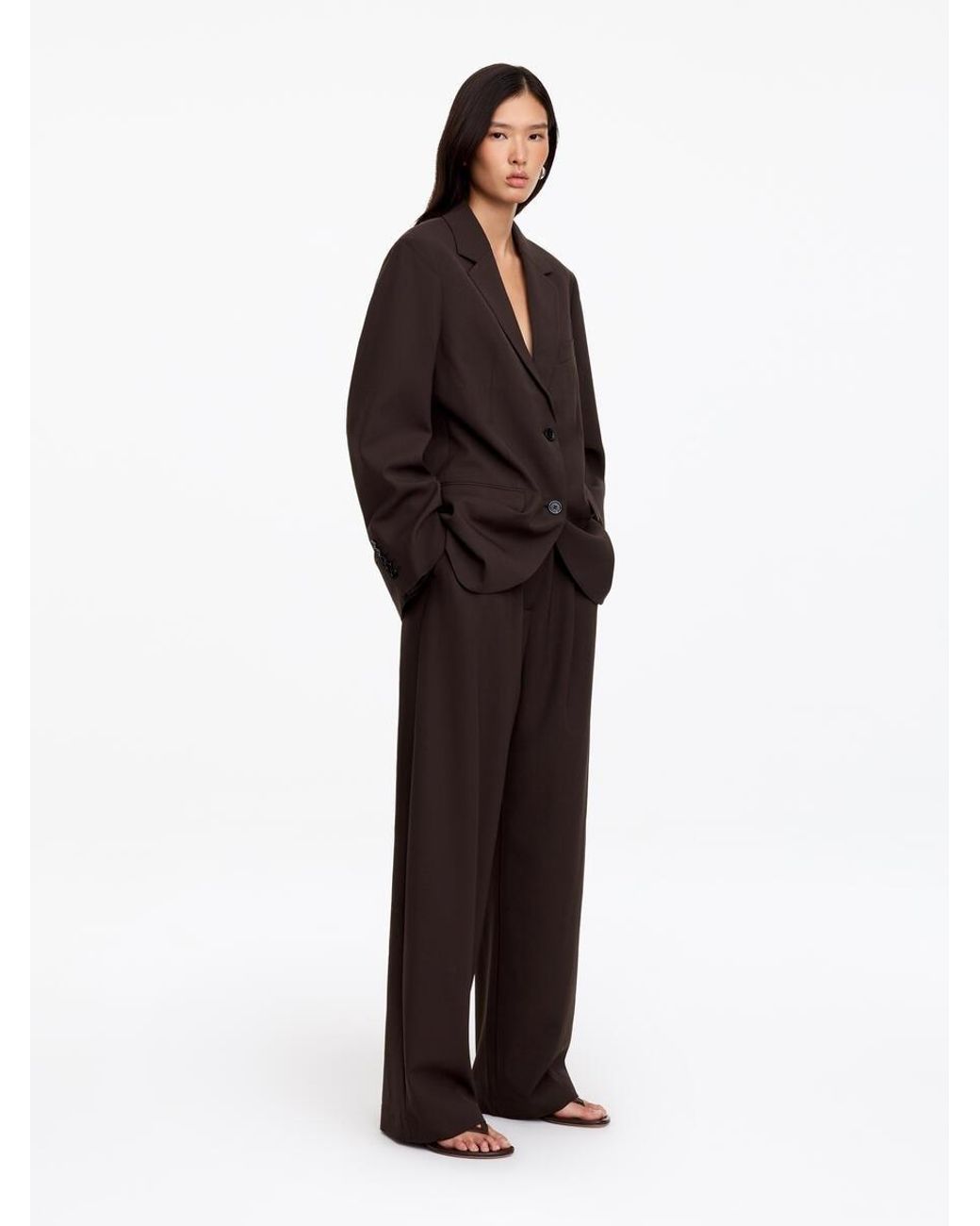 ARKET Brown Wool-Blend Relaxed Blazer