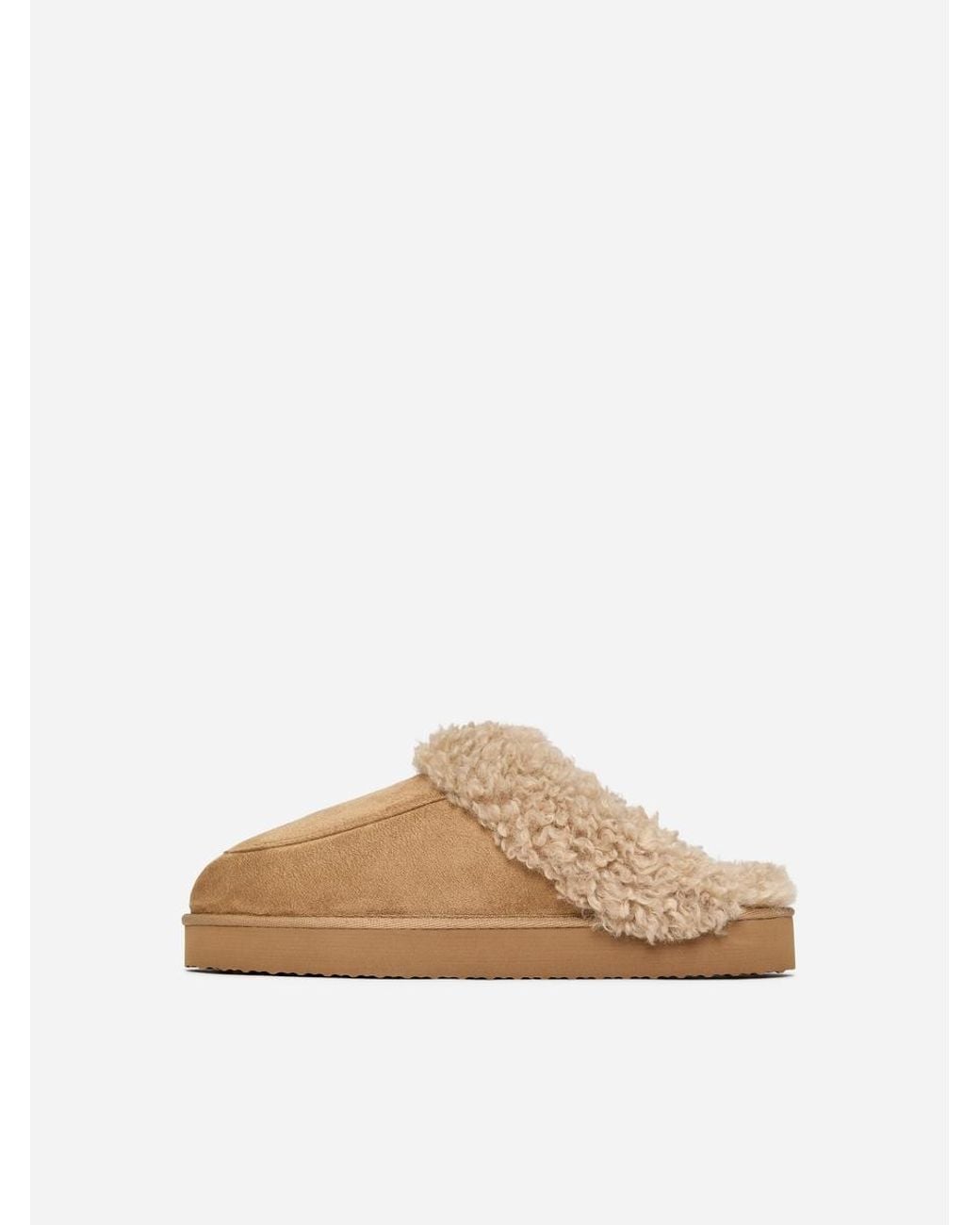 ARKET Natural Faux-Fur Slippers