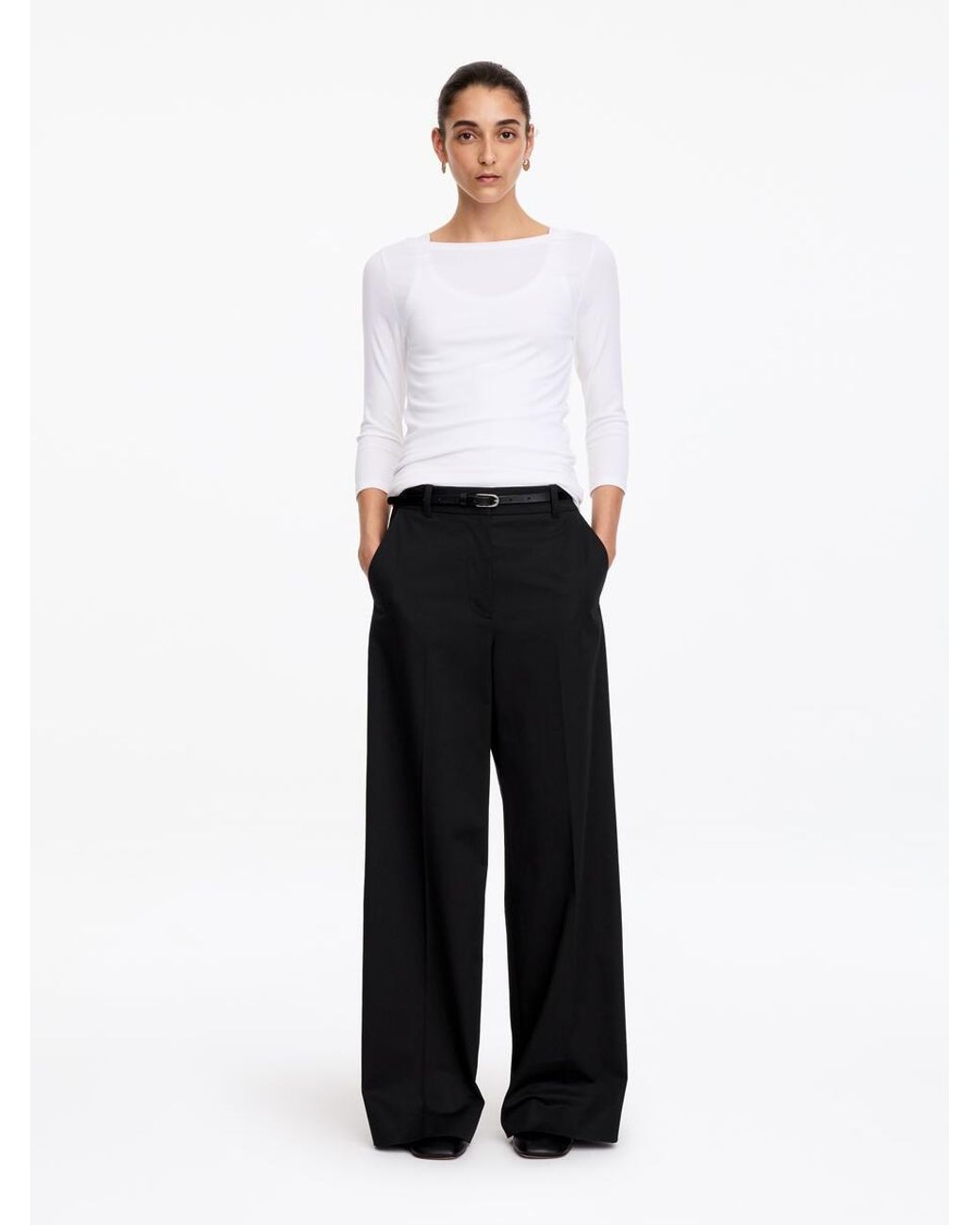 ARKET White High-Waist Chino Trousers