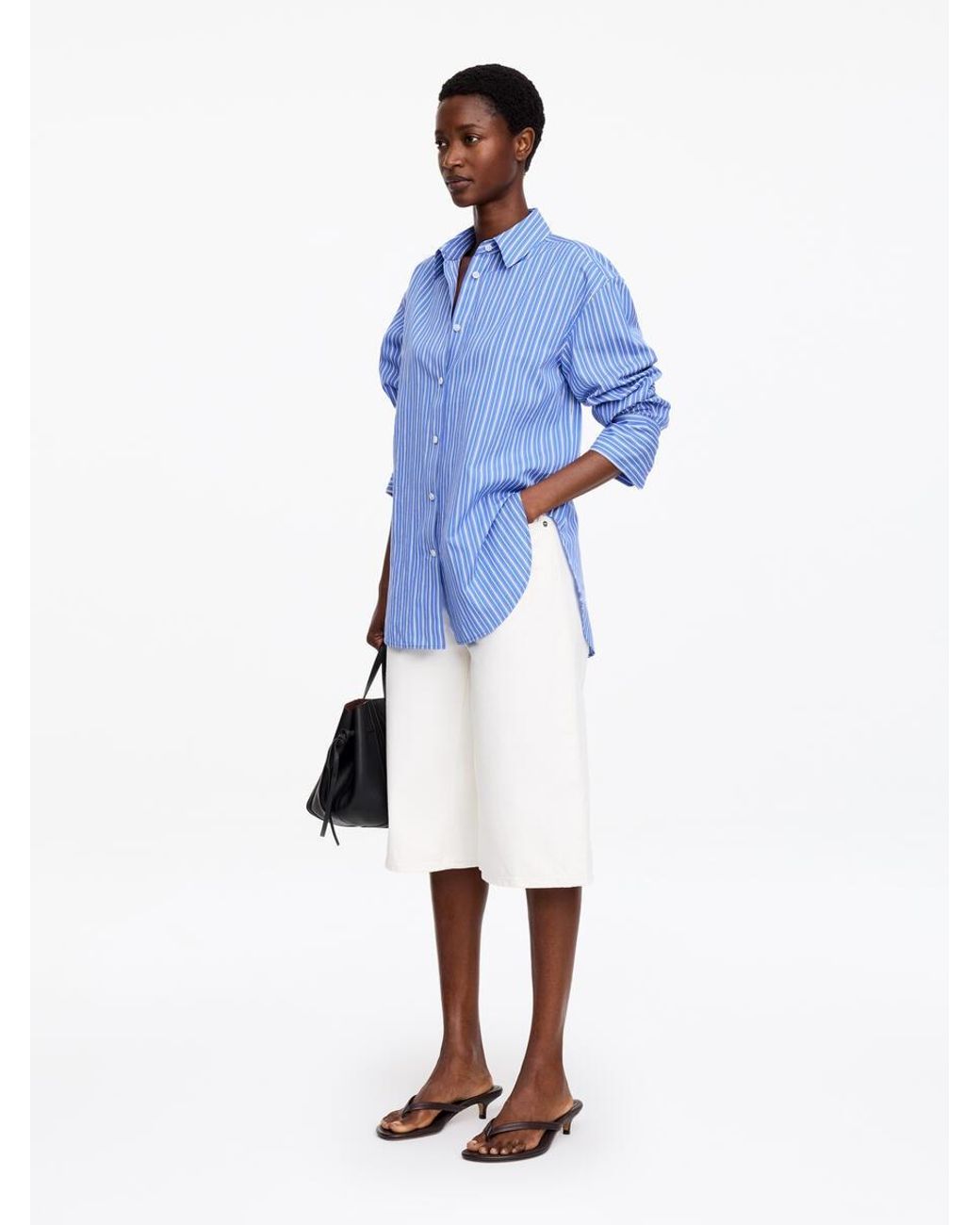 ARKET Blue Cotton-Silk Loose Shirt