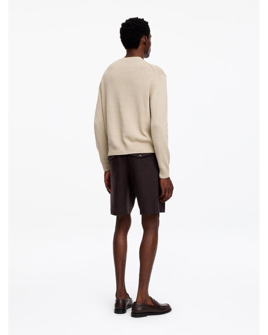 ARKET Natural Linen Cotton V-Neck Jumper for men